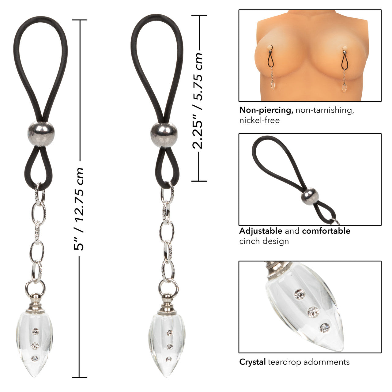 Non-Piercing Nipple Jewelry Crystal Teardrop