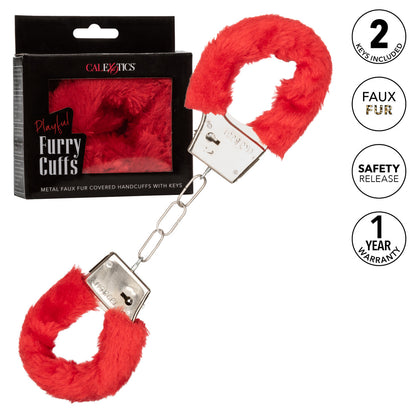 Playful Fluffy Furry Cuffs - Red