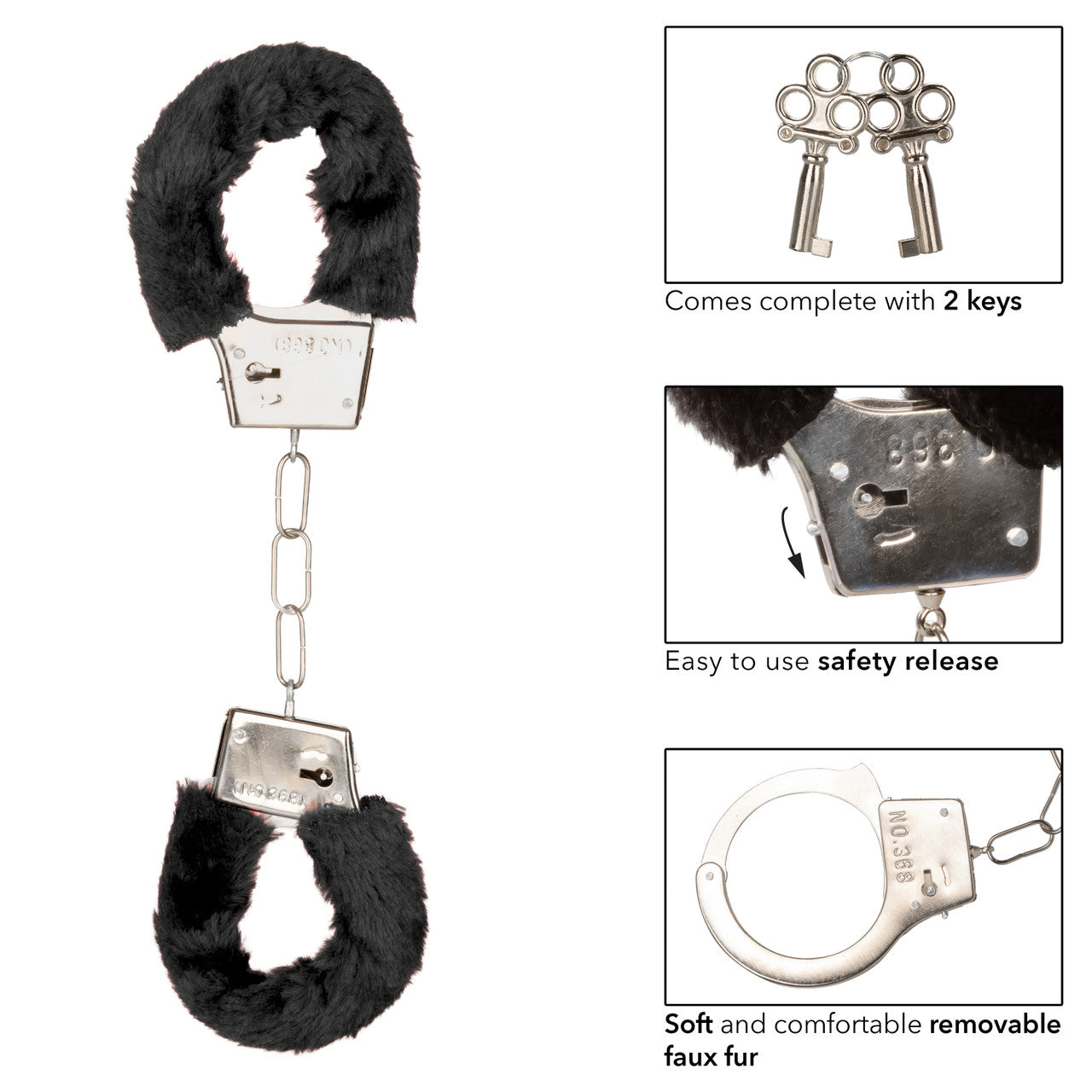 Playful Fluffy Furry Cuffs - Black