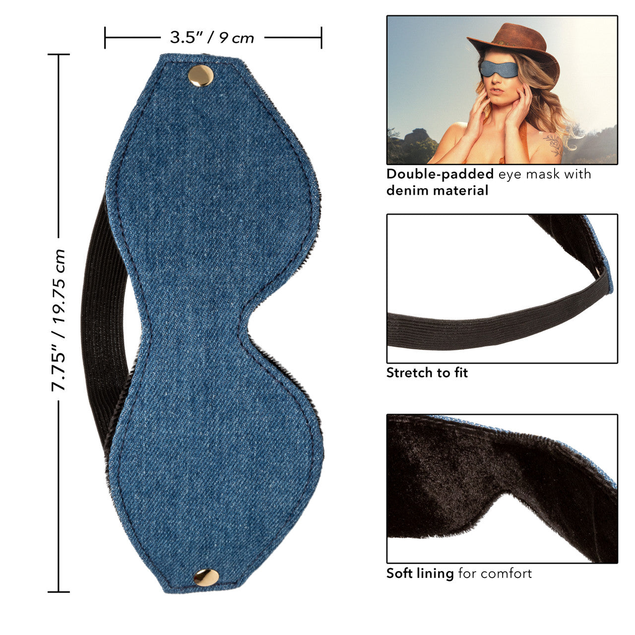Ride 'Em Premium Denim Collection Eye Mask - Thorn & Feather