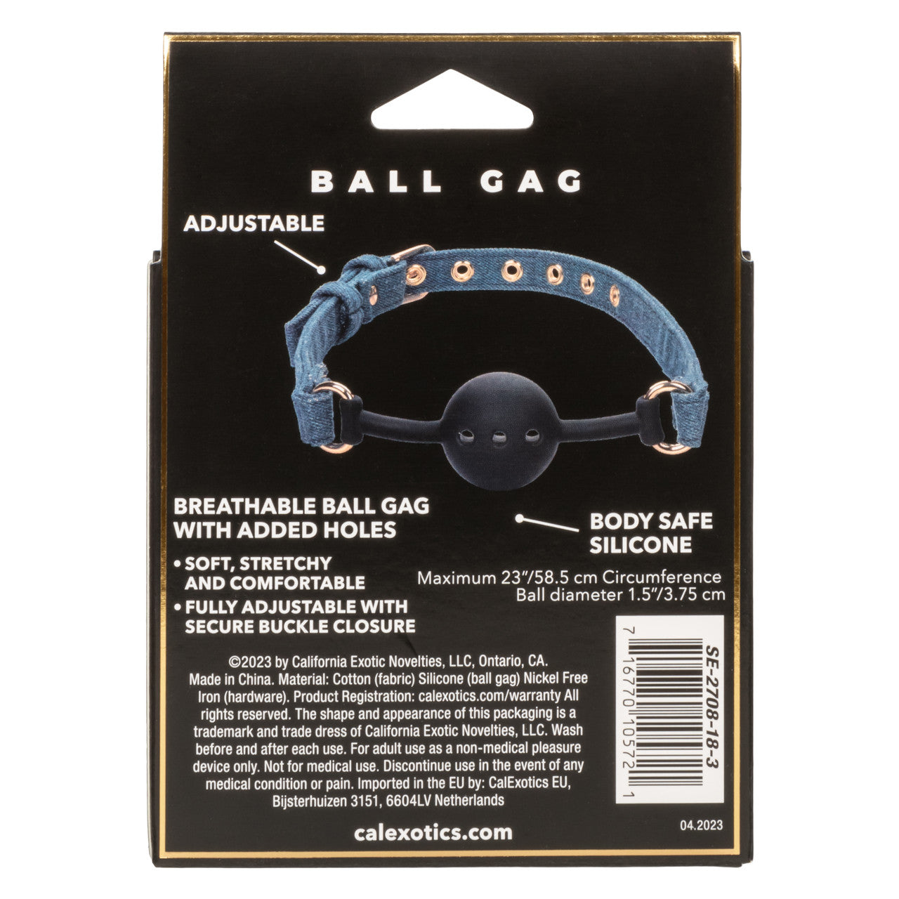 Ride 'Em Premium Denim Collection Ball Gag - Thorn & Feather