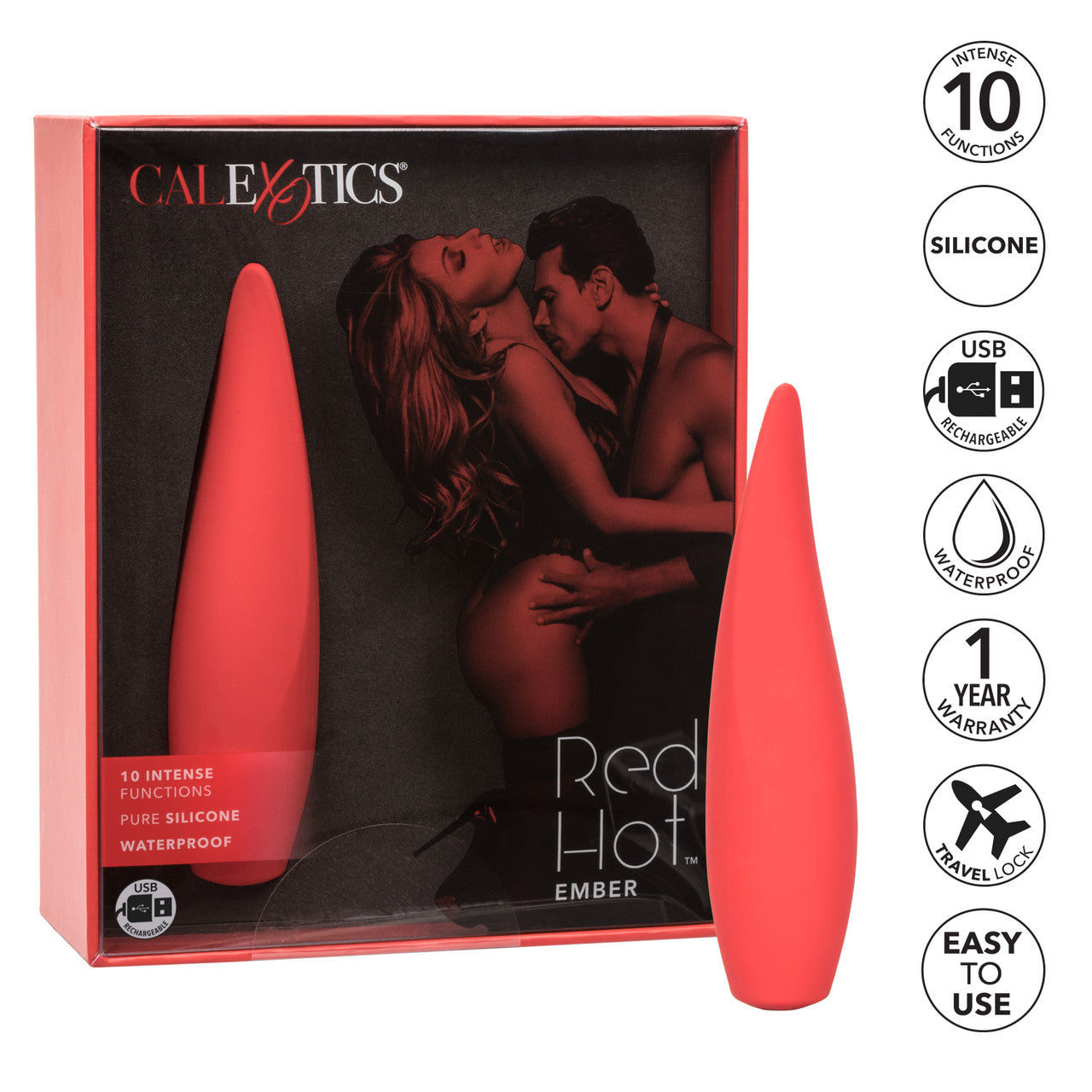 Vibromasseur clitoridien rechargeable en silicone Red Hot Fury 