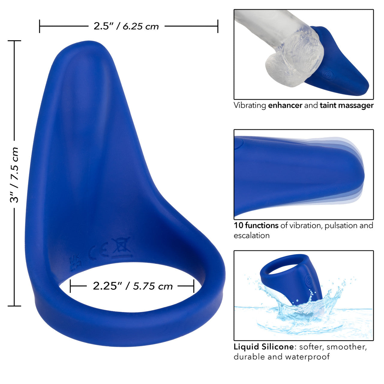 Liquid Silicone Vibrating Perineum Massager & Ring - Thorn & Feather