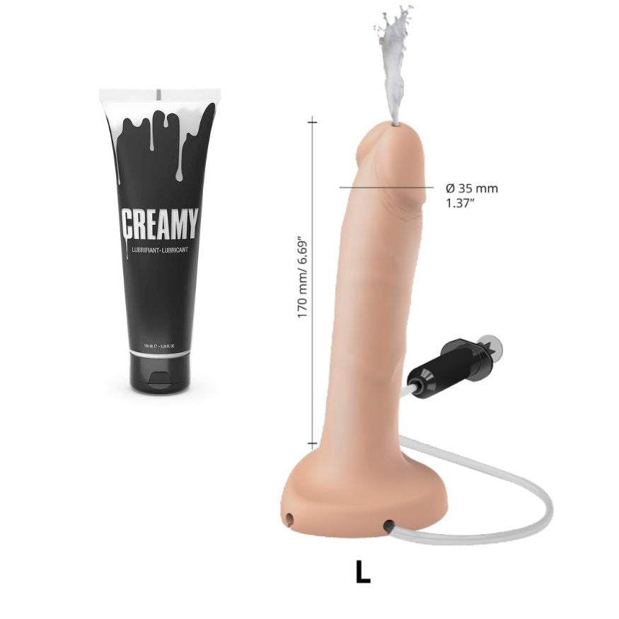 Squirting Cum Dildo Realistic Vanilla - L
