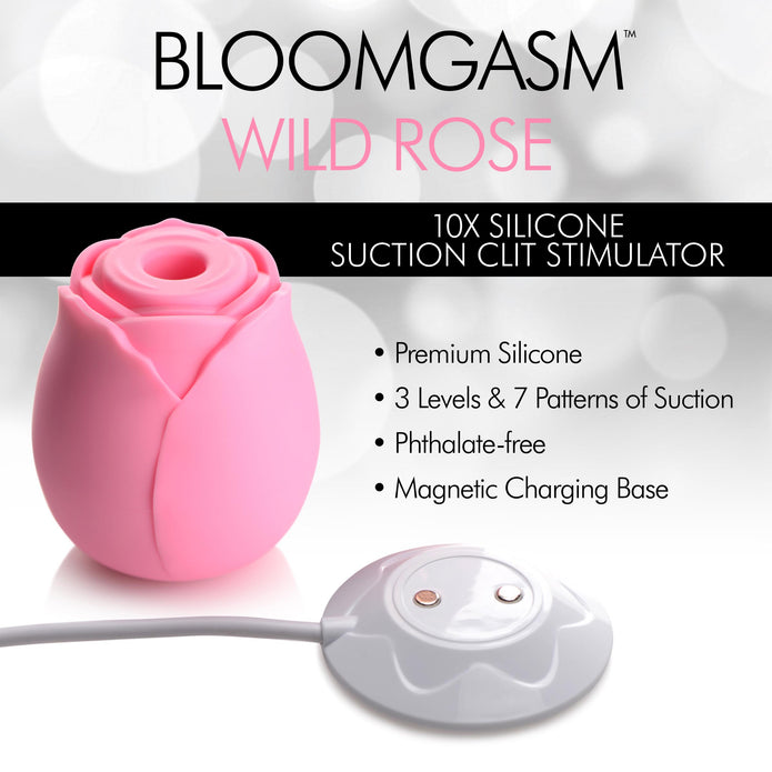 Stimulateur de clitoris à succion en silicone Bloomgasm 10X Wild Rose - Rose