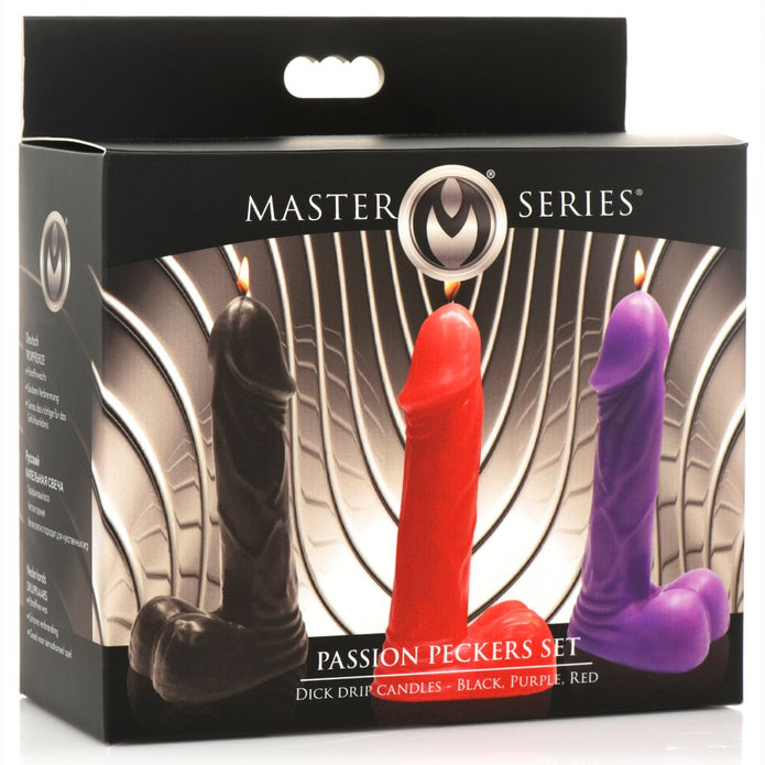 Master Series Dildo Candle Set - Black, Purple, Red - Thorn & Feather