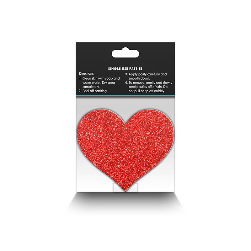 NS Pretty Pasties Glitter Hearts - Rouge/Argent, 2 paires