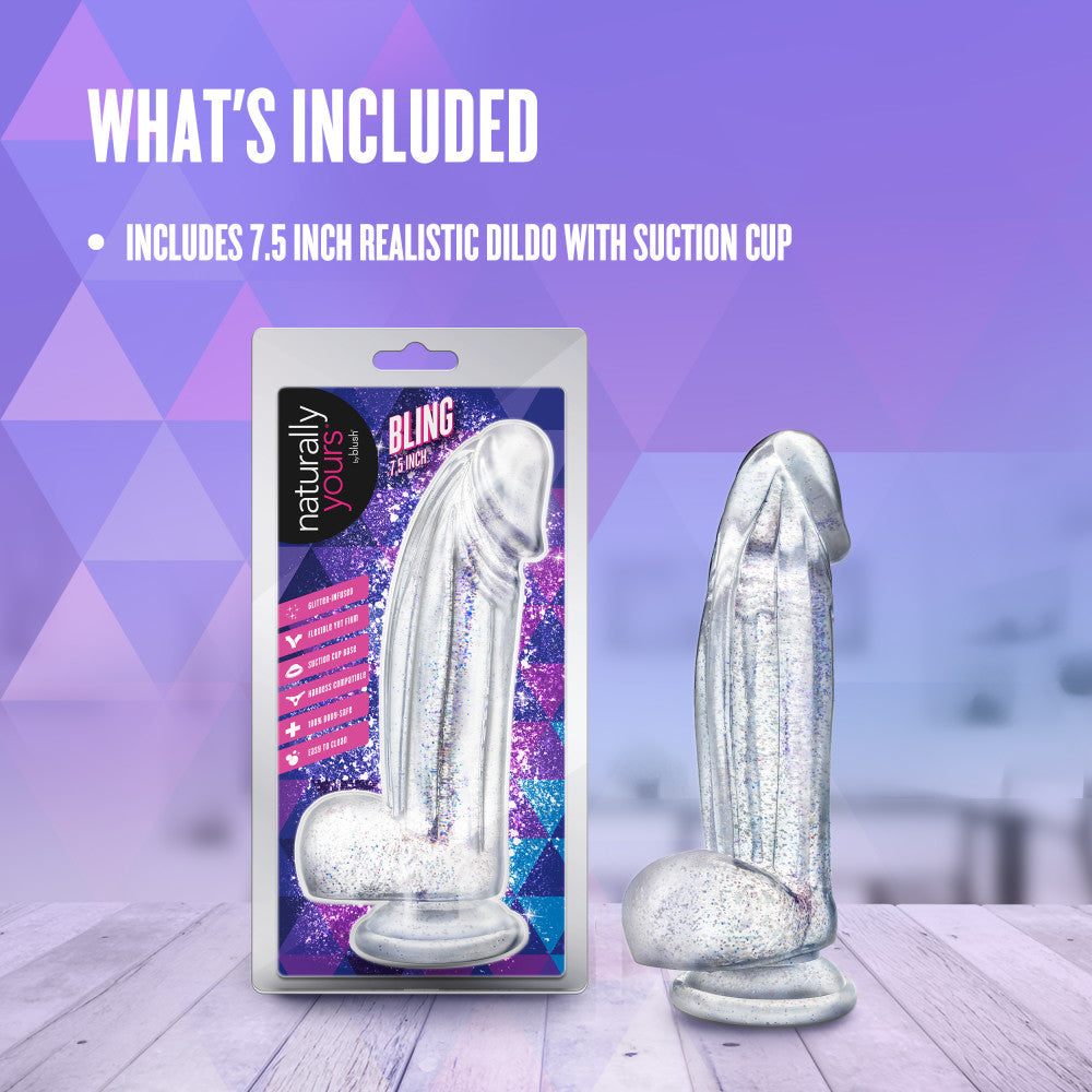 Naturally Yours Bling 7.5 Inch Realistic Glitter Dildo