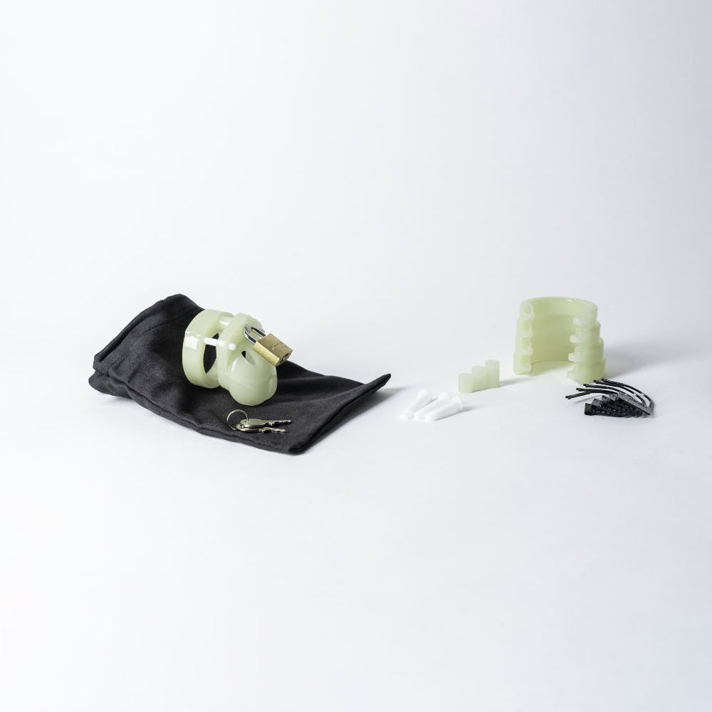 Kit de cage de chasteté Mini-Me phosphorescent de 1 1/4"