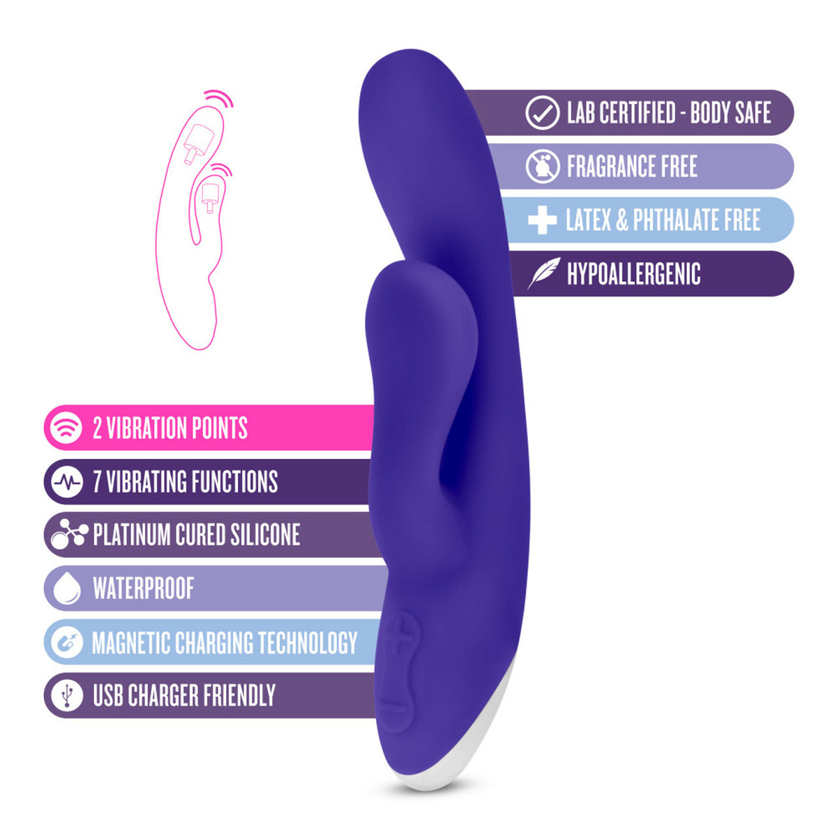 Vibromasseur point G Rabbit en silicone Hop Trix - Minuit