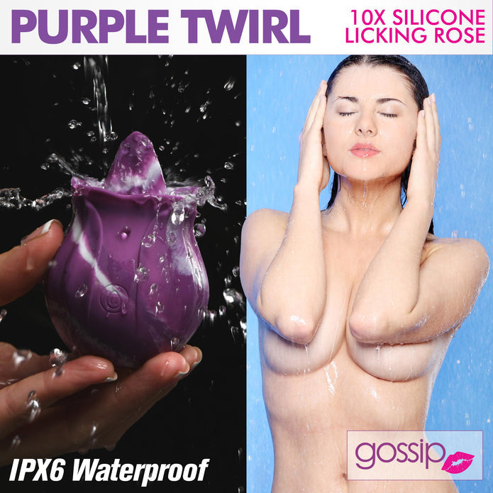 Gossip Purple Twirl 10X Rose à lécher en silicone 