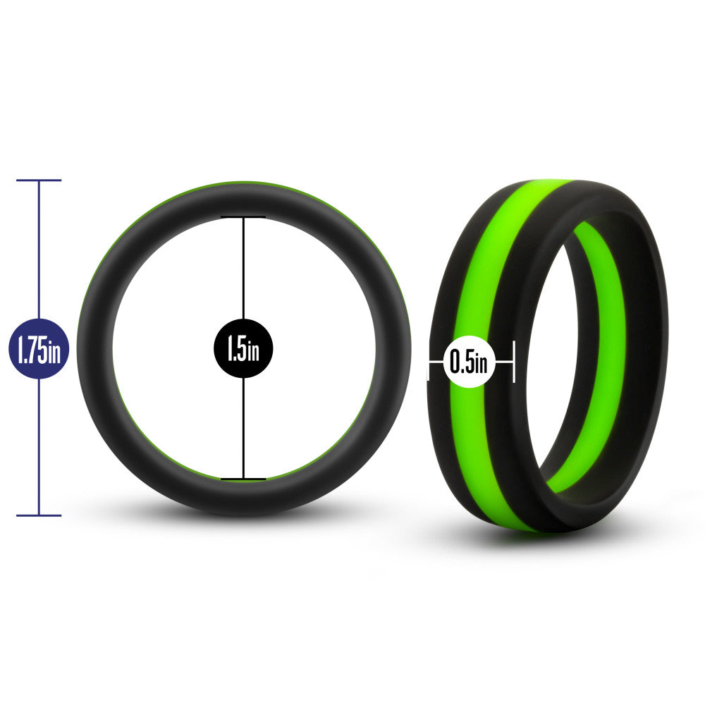 Performance Silicone Pro Cock Ring - Black/Green/Black