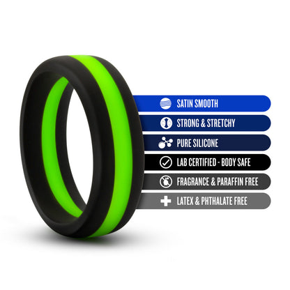 Performance Silicone Pro Cock Ring - Black/Green/Black