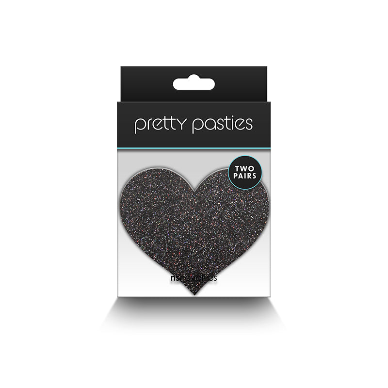 NS Pretty Pasties Glitter Hearts - Noir/Or, 2 paires