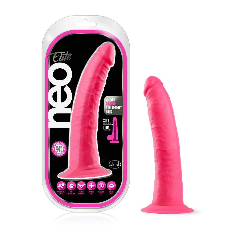 Neo Elite Cock Silicone Double Densité 6 Pouces - Bleu Néon