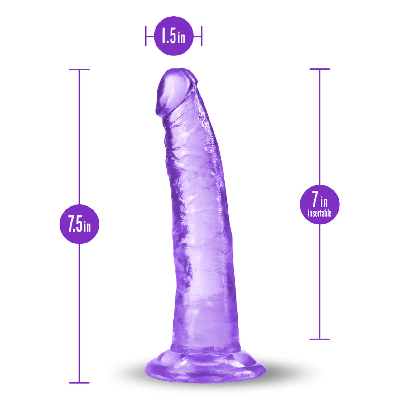 B Yours Plus Lust n' Thrust 7 Inch Dildo - Purple
