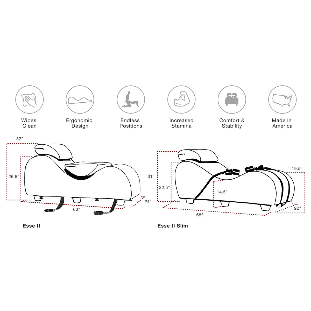 Liberator Esse II Sensual Lounge Chair with Bondage Adapters