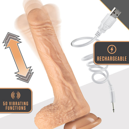 Dr. Grey 7.75 Inch Thrusting & Vibrating Dildo - Vanilla