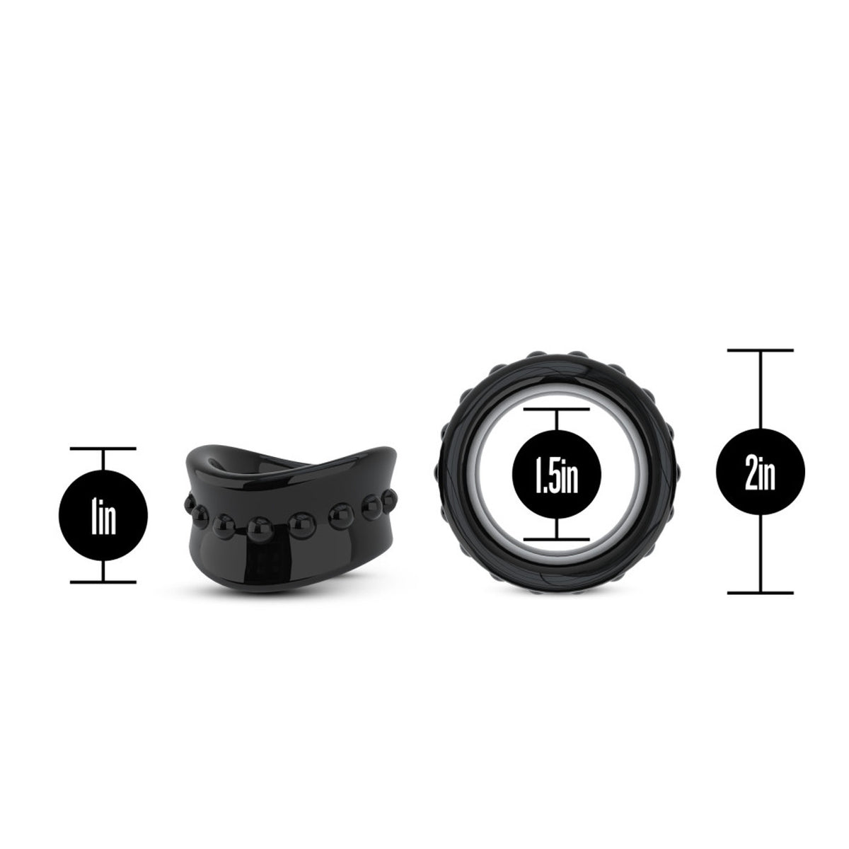 Étireur de testicules de bœuf – 1,5 pouce de diamètre, noir