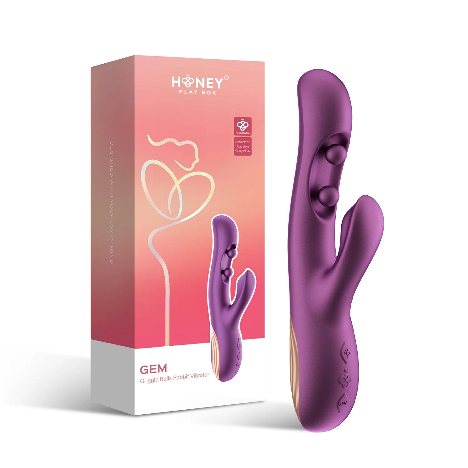 Gem Wiggling Twin Balls Rabbit Vibrator