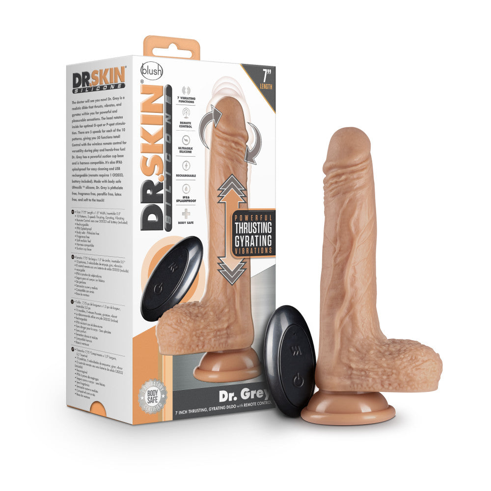 Dr. Grey 7.75 Inch Thrusting & Vibrating Dildo - Vanilla - Clearance