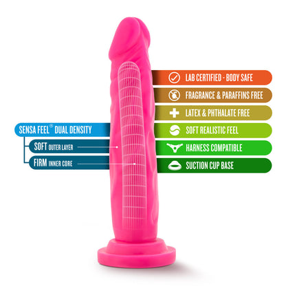 Neo Elite 7.5 Inch Silicone Dual Density Cock - Neon Pink