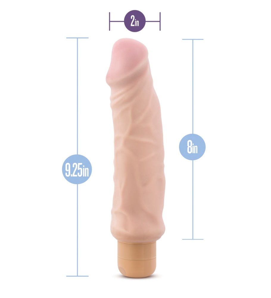 X5 Plus Hard On 9" Vibrating Dildo - Beige