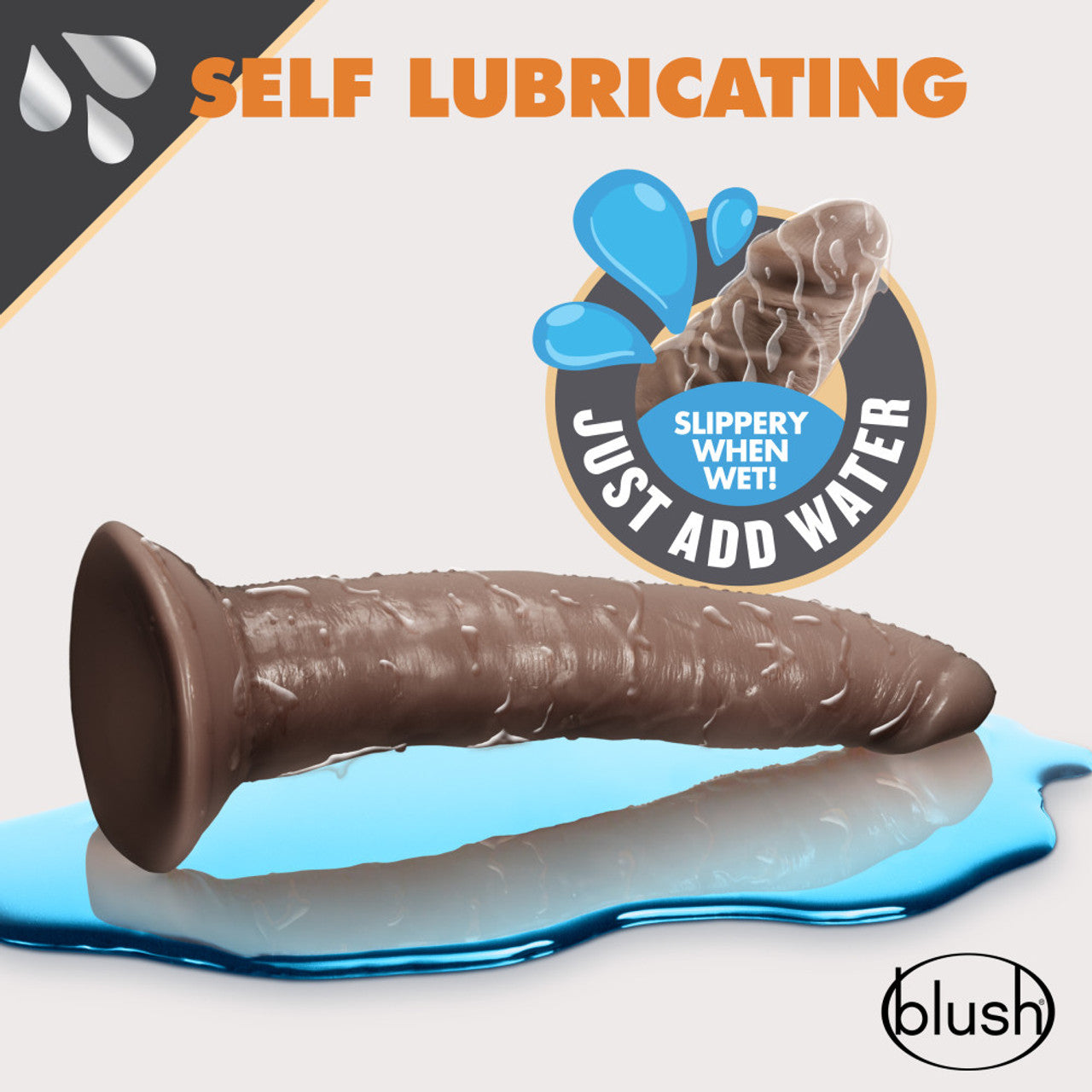 Dr. Skin Glide 7.5 inch Self Lubricating Dildo - Chocolate