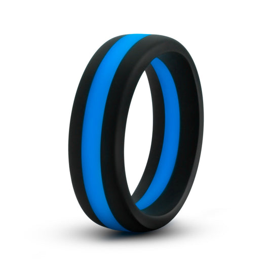 Performance Silicone Pro Cock Ring - Black/Blue/Black