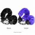 Merci Fluff Cuffs — Black and Violet options; choose one.