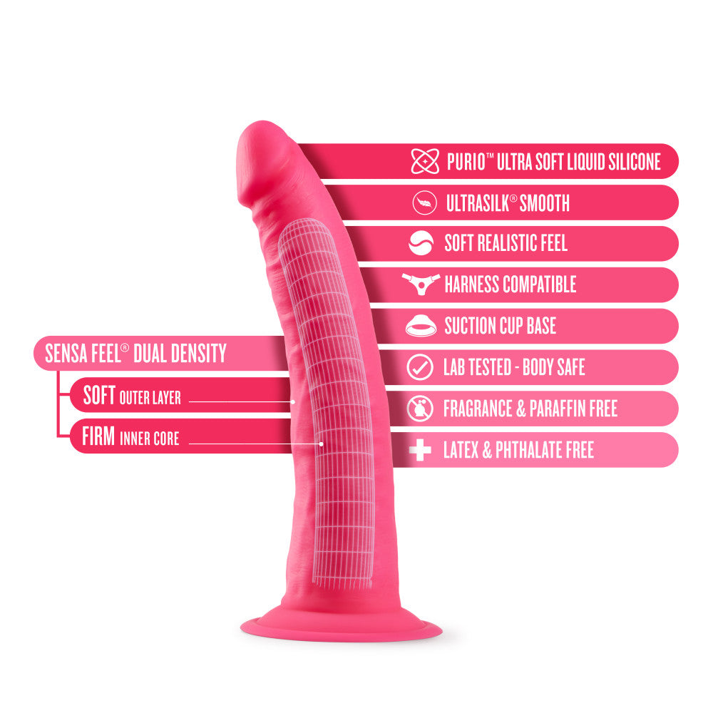 Neo Elite Cock Silicone Double Densité 6 Pouces - Bleu Néon