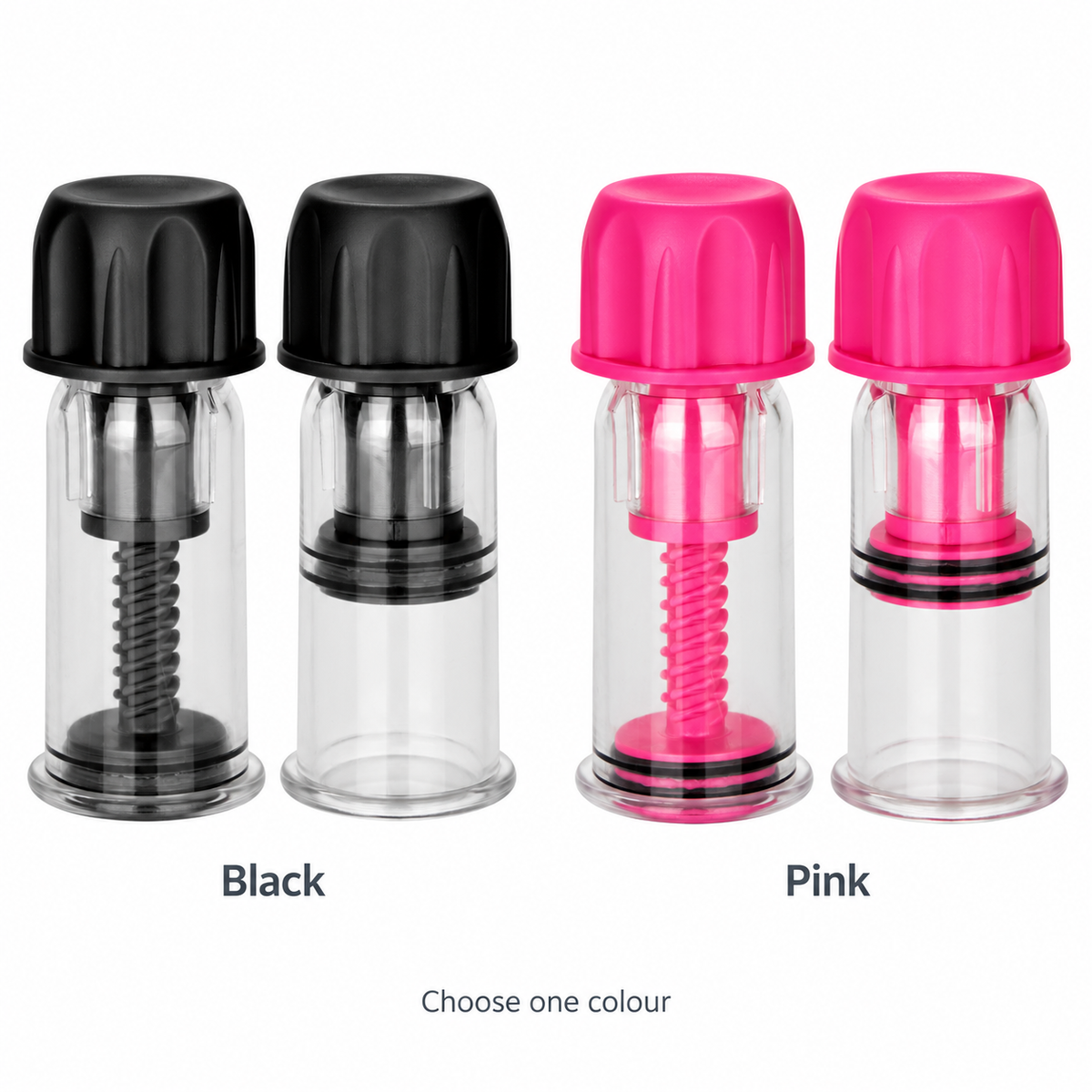 Nipple Play Vacuum Twist Suckers — Black and Pink options; choose one.