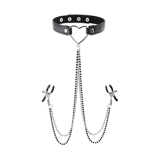 Amor Collar with Nipple Jewelry