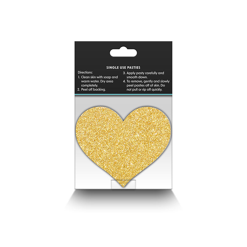 NS Pretty Pasties Glitter Hearts - Noir/Or, 2 paires