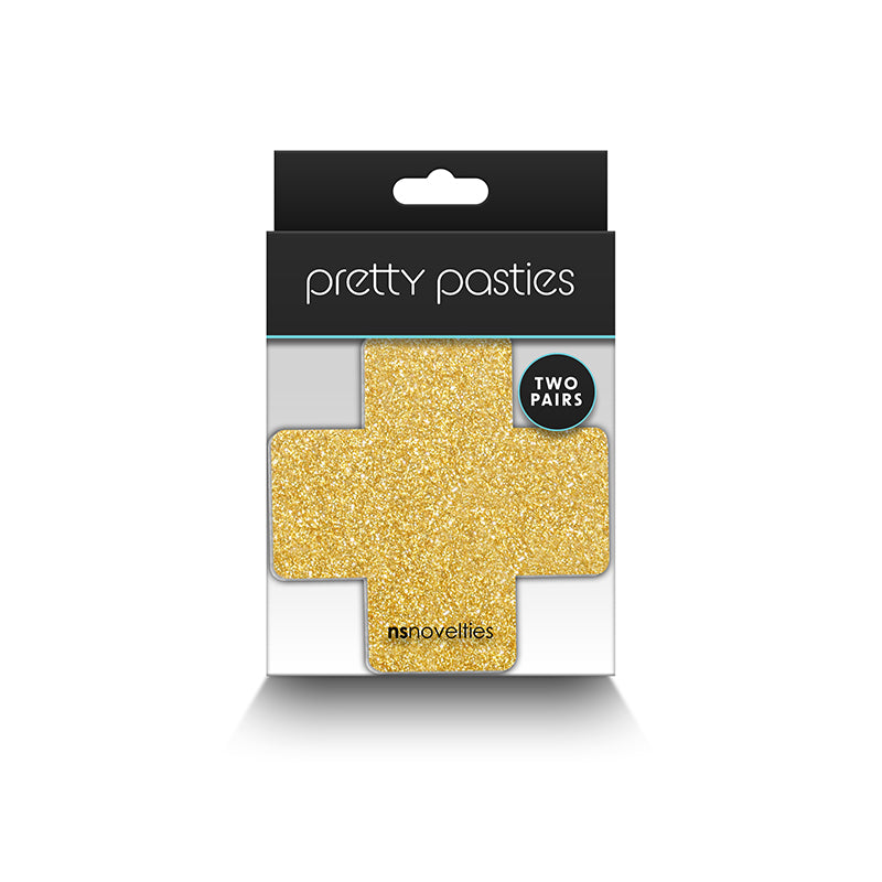 NS Pretty Pasties Glitter Cross - Noir/Or, 2 paires