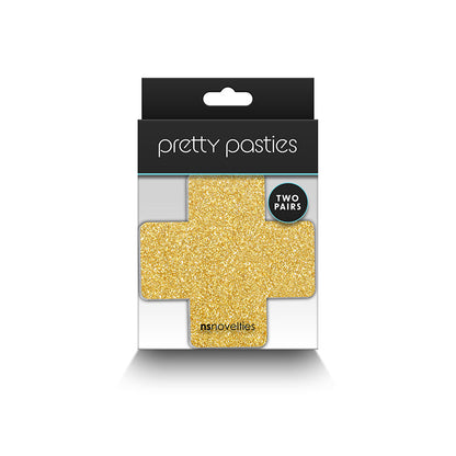 NS Pretty Pasties Glitter Cross - Black/Gold, 2 Pair