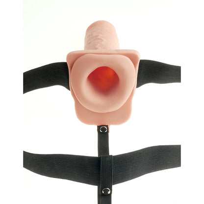 Fetish Fantasy 7" Hollow Rechargeable Strap-On with Balls - Flesh - Thorn & Feather