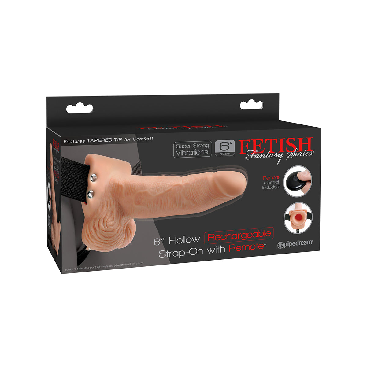 Fetish Fantasy 6" Hollow Rechargeable Strap-On with Remote - Flesh - Thorn & Feather