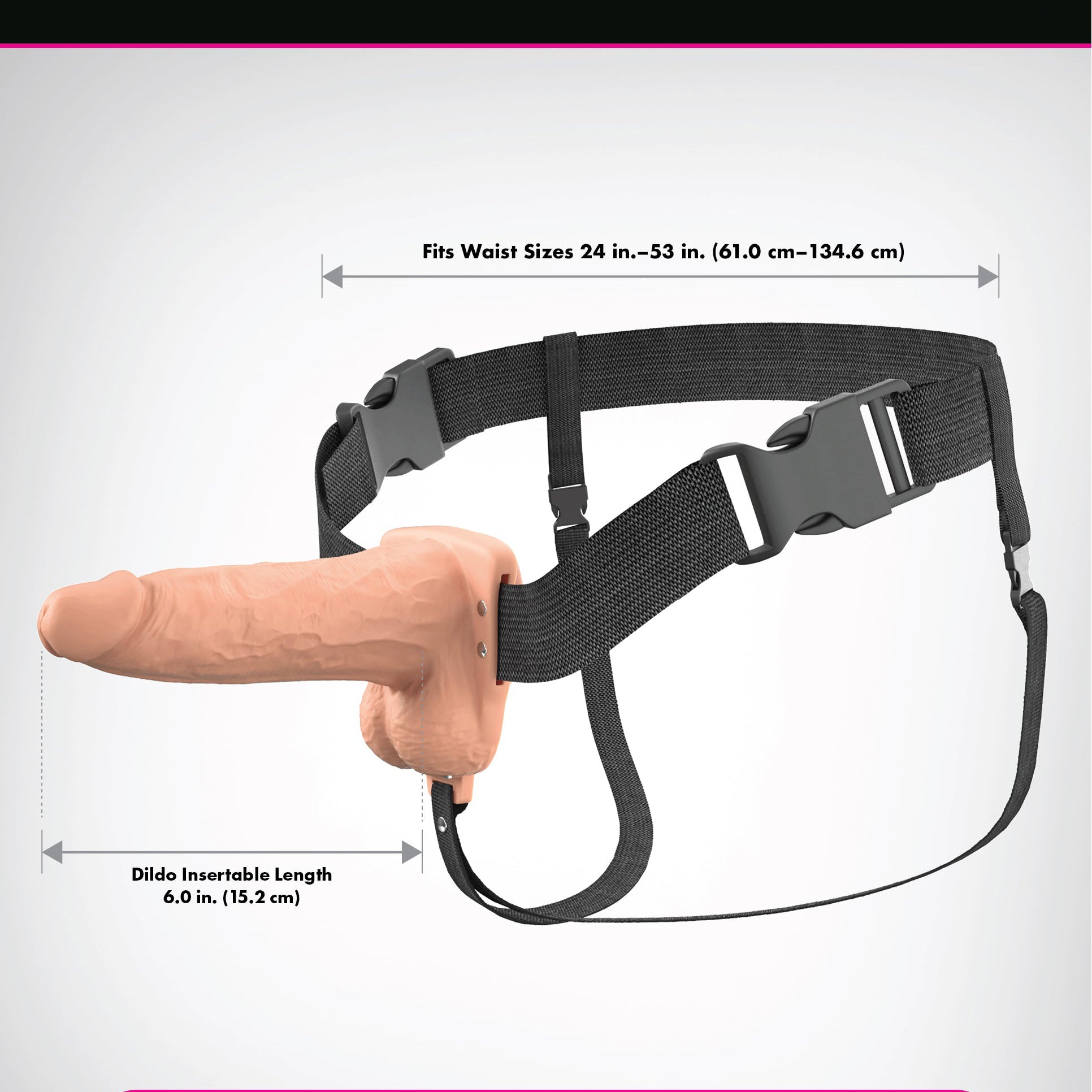 6" Vibrating Hollow Silicone Strap-On