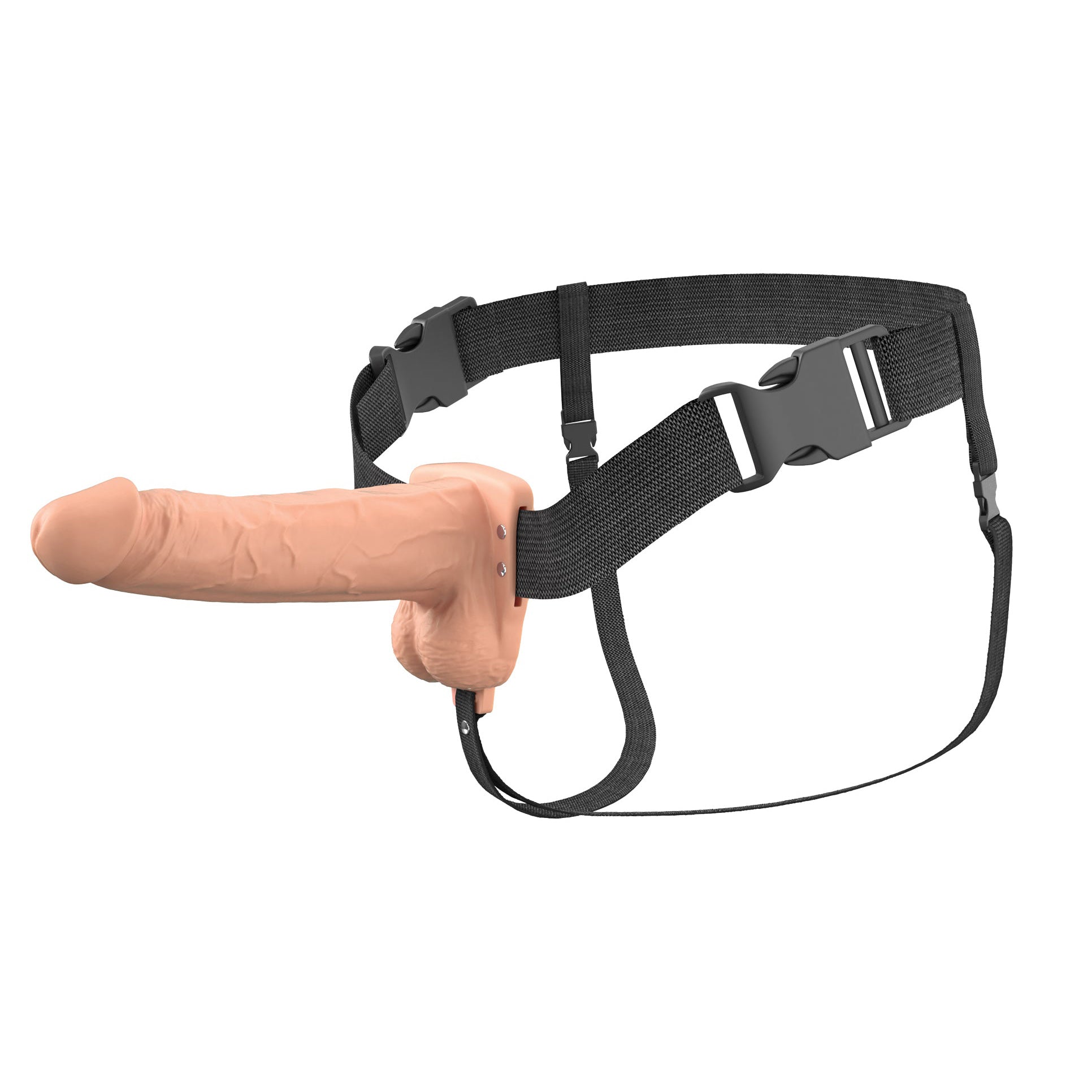 7" Vibrating Hollow Silicone Strap-On