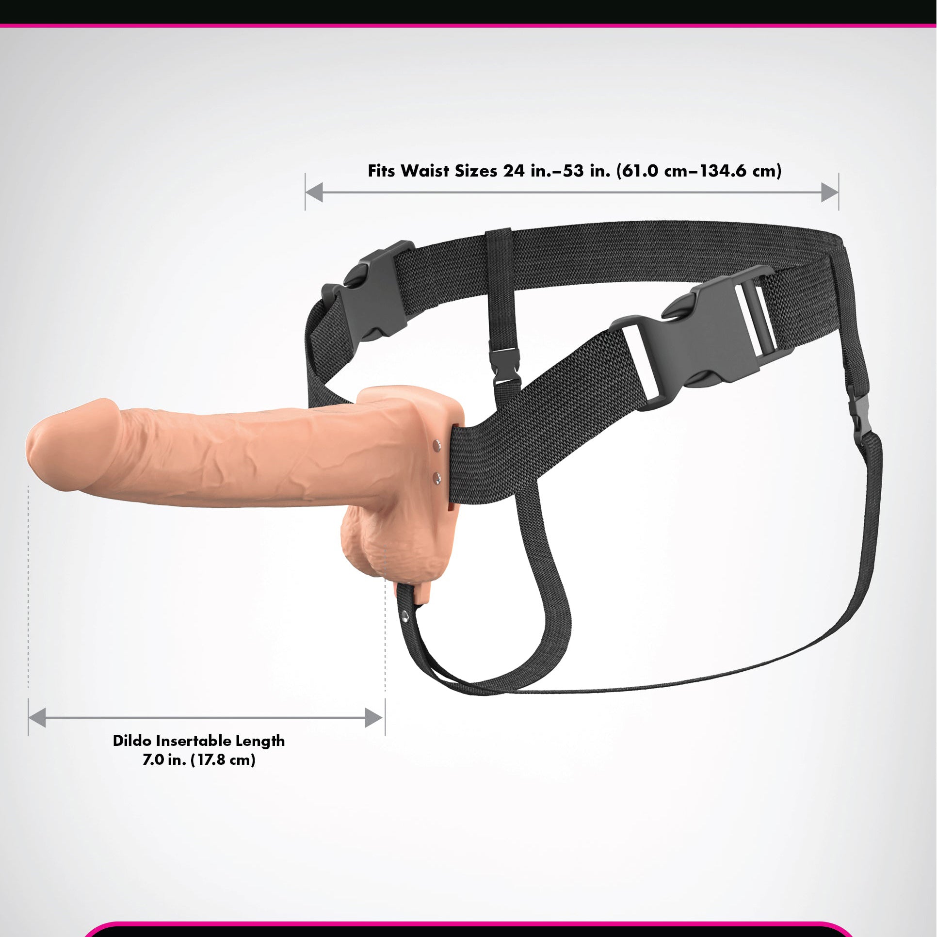 7" Vibrating Hollow Silicone Strap-On