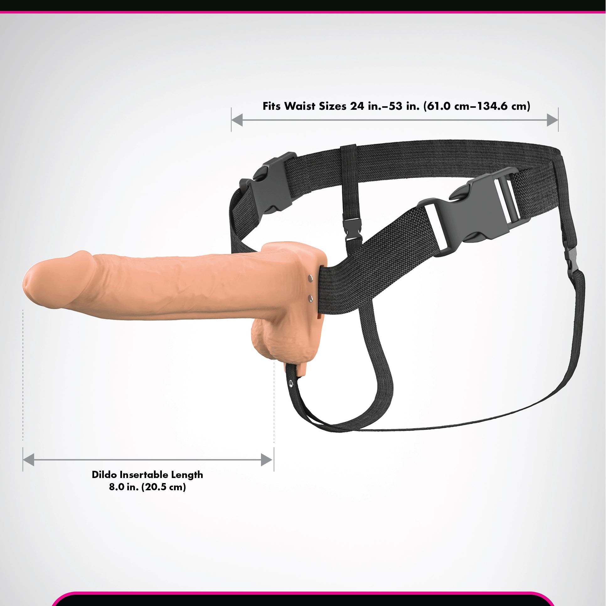 8" Vibrating Hollow Silicone Strap-On