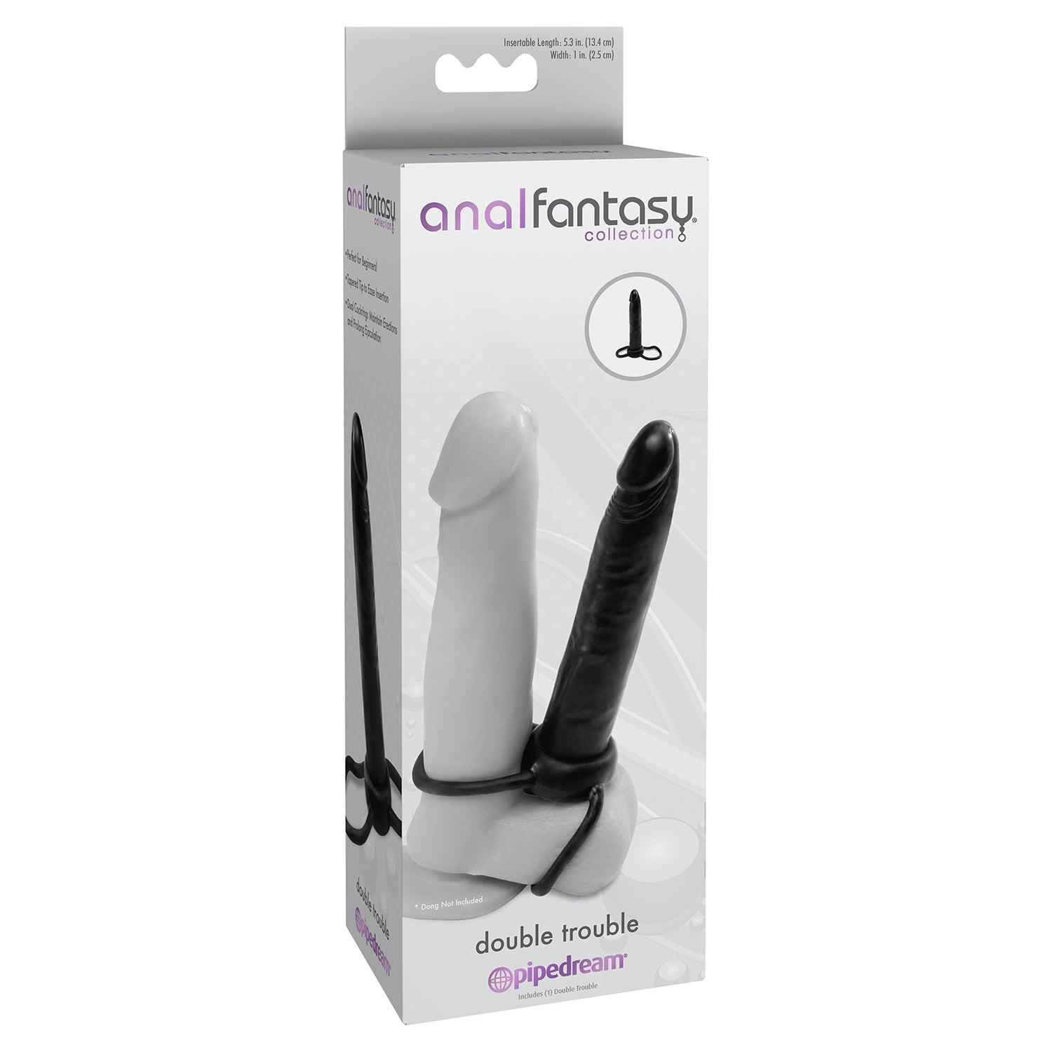 Anal Fantasy Double Trouble Strap-On Dildo - Noir