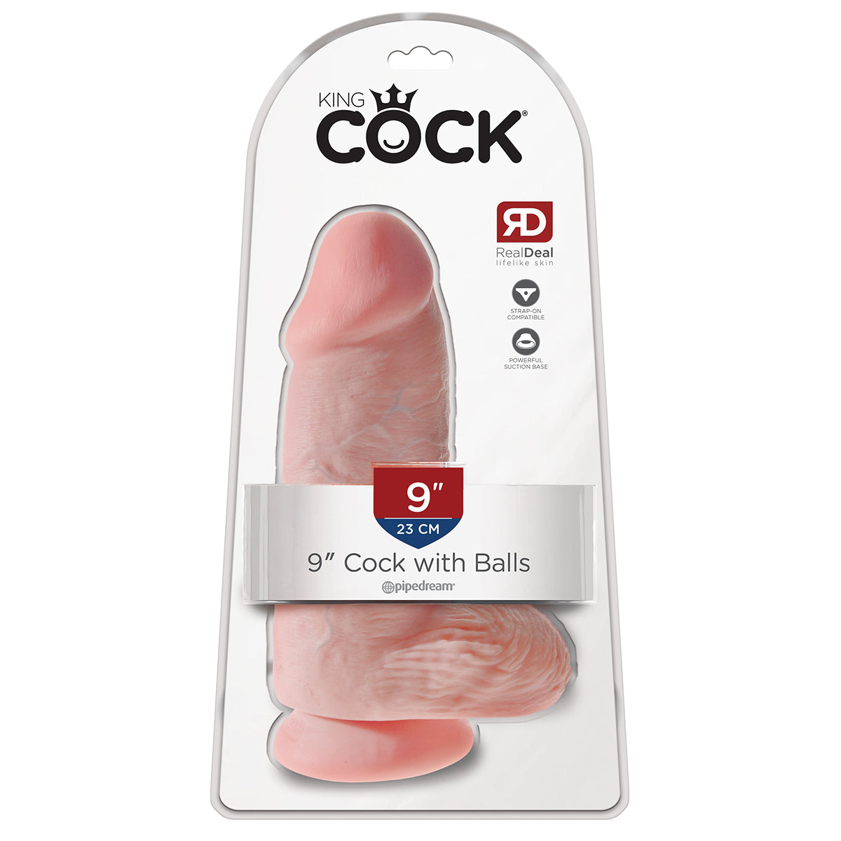 King Cock 9" Chubby Cock w Balls - Light - Thorn & Feather