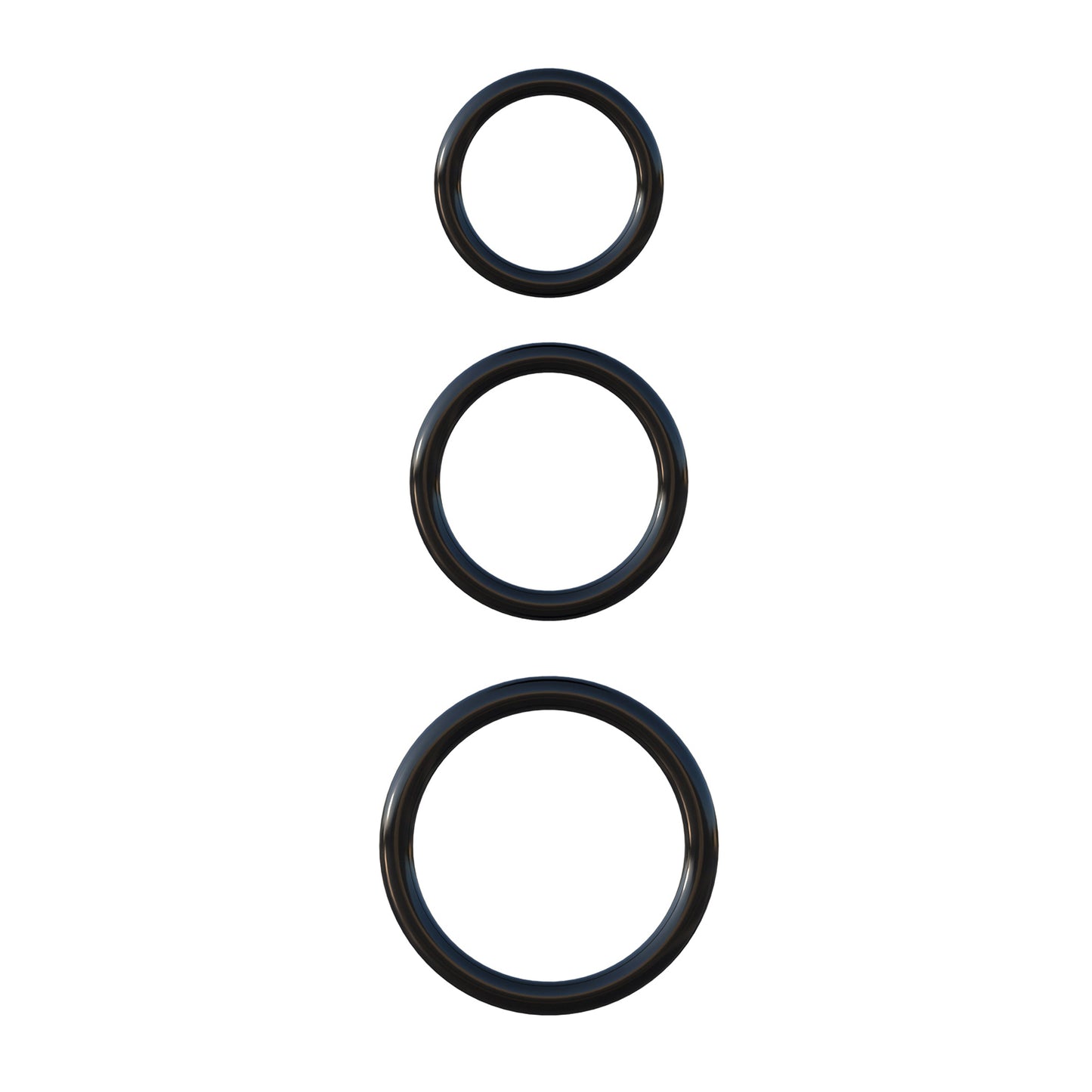 Silicone 3-Ring Stamina Cock Ring Set - Black