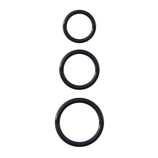 Ensemble d'anneaux péniens Stamina à 3 anneaux en silicone - Noir 
