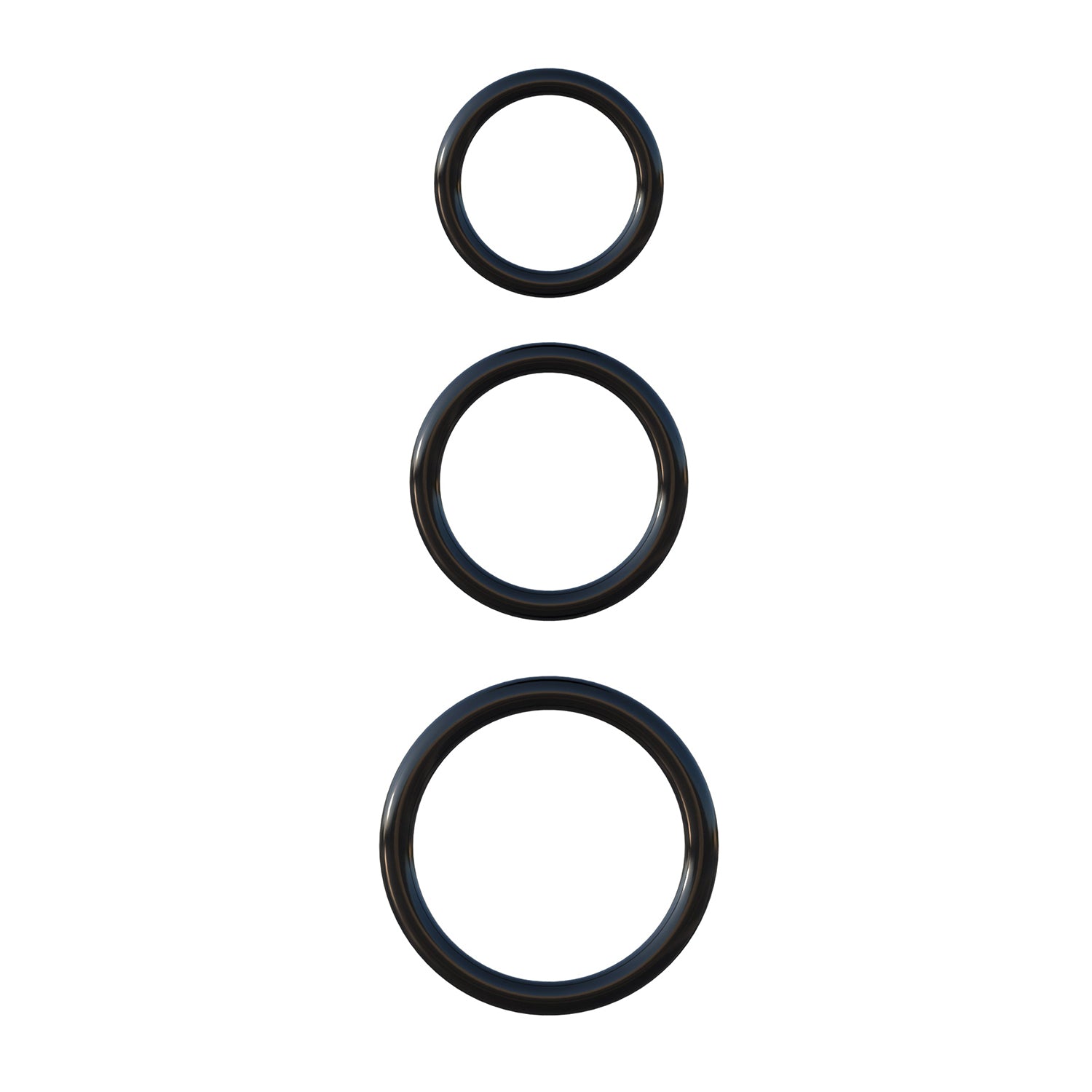 Silicone 3-Ring Stamina Cock Ring Set - Black