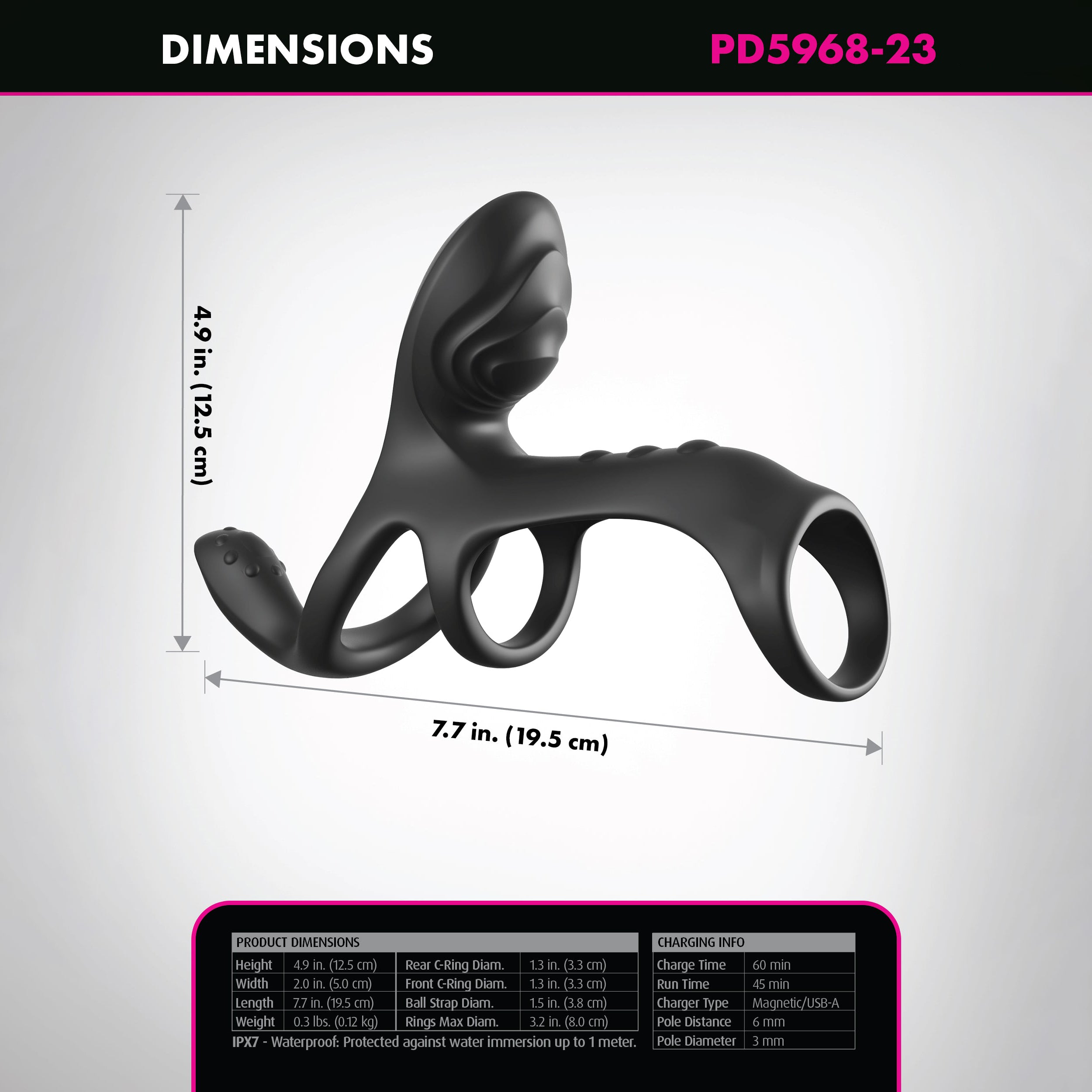 Cage à fantasmes Ultimate Couples Cage Max avec anneaux en C - Noir