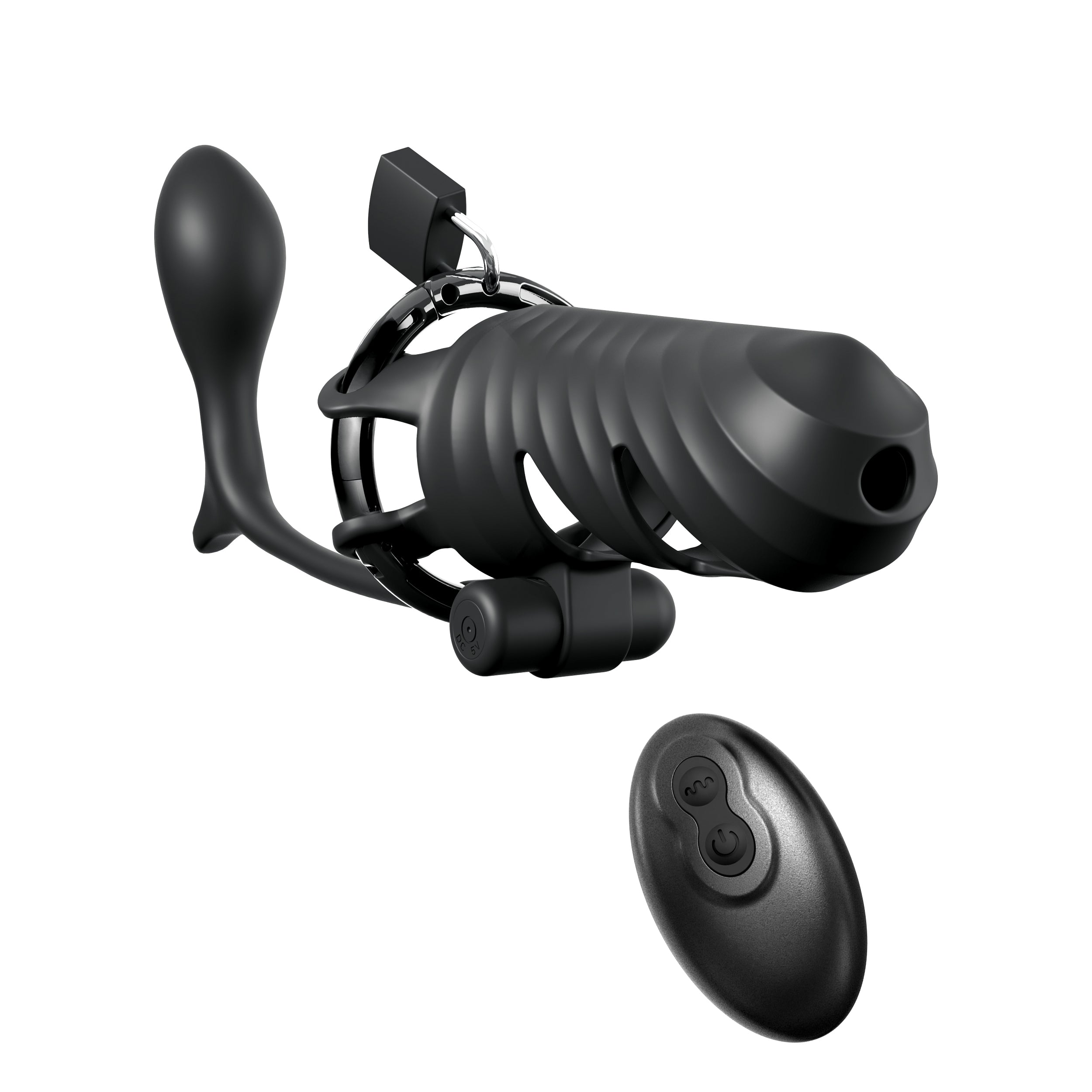 Remote-Controlled Vibrating Cock Blocker with Ass-Gasm Plug