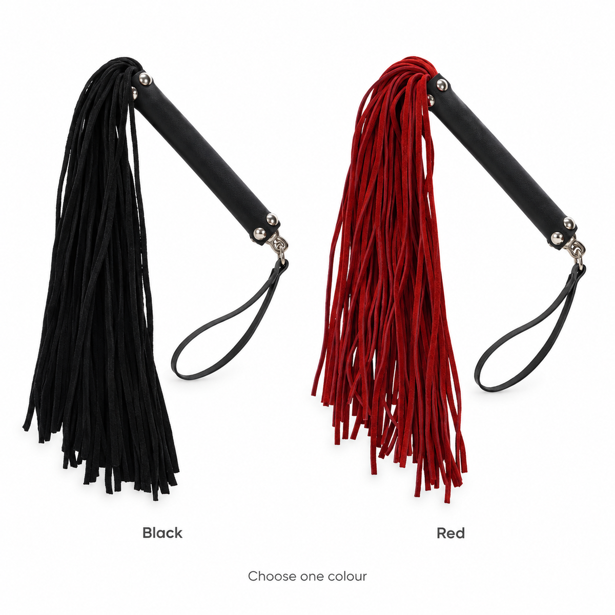 Punishment Small Whip — Black and Red options; choose one.